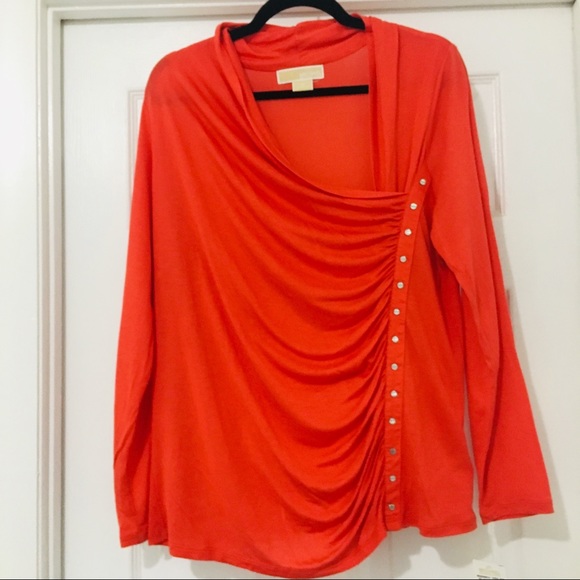 Michael Kors Tops - Blood orange long sleeve Michael Kors Cotton shirt